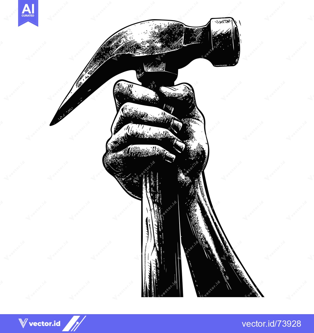 Premium Vector of A Hand Firmly Gripping a Claw Hammer