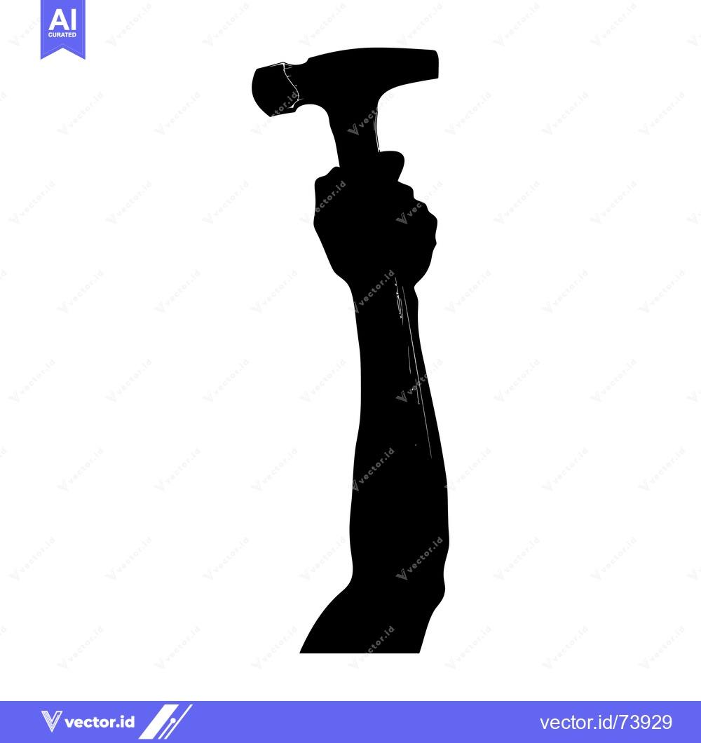 Premium Vector dari Silhouette of a Hand Holding a Hammer