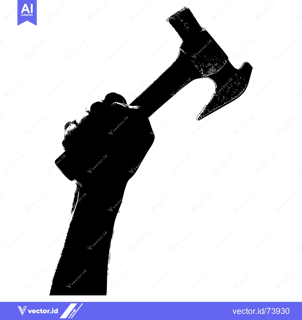 Premium Vector dari A Silhouette of a Hand Holding a Hammer