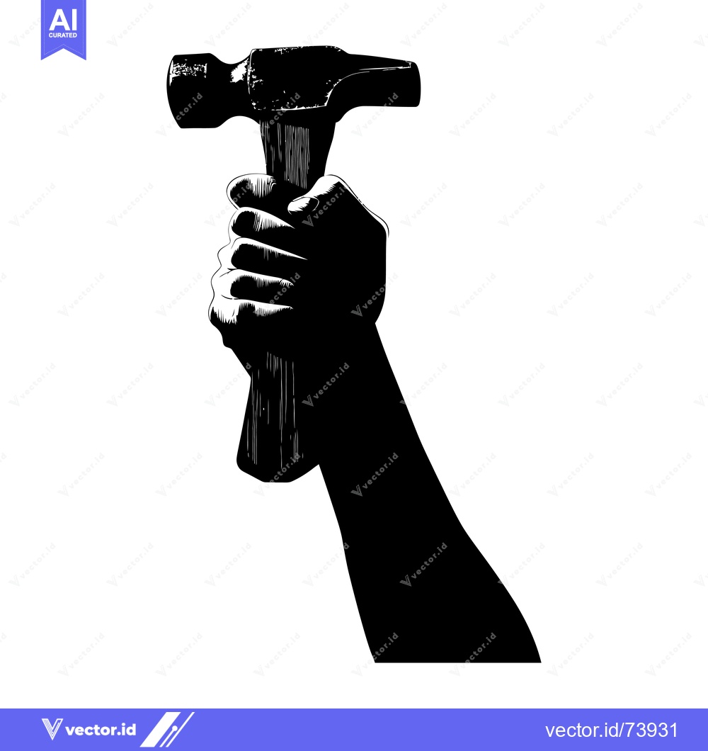 Premium Vector dari A Silhouette of a Hand Holding a Hammer