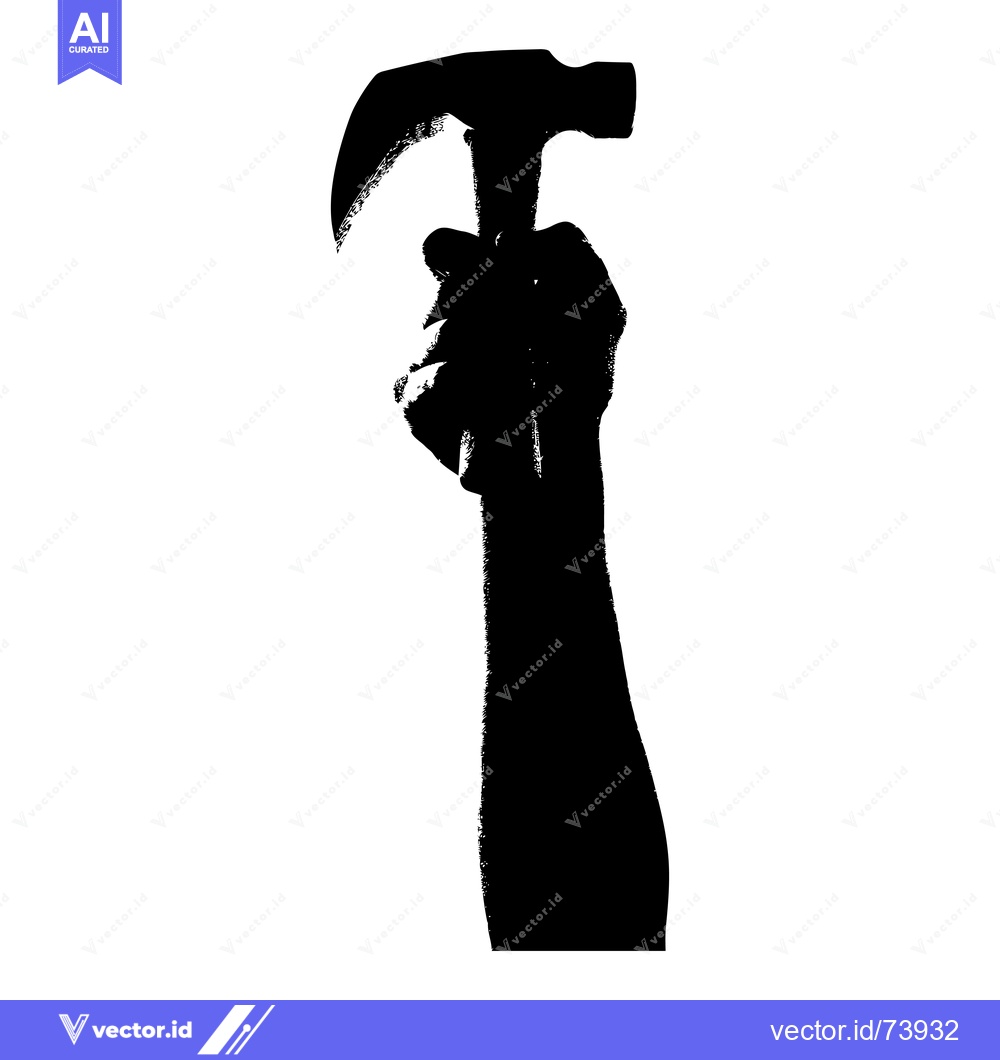 Premium Vector dari Silhouette of a Hand Holding a Hammer
