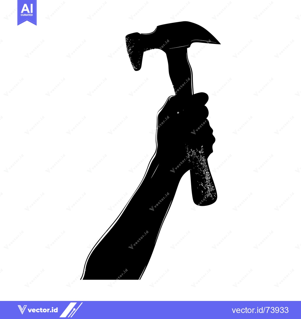 Premium Vector dari Silhouette of a Hand Holding a Hammer