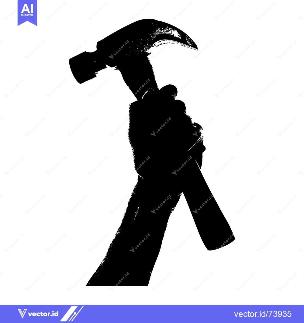 Premium Vector of Silhouette of a Hand Holding a Hammer