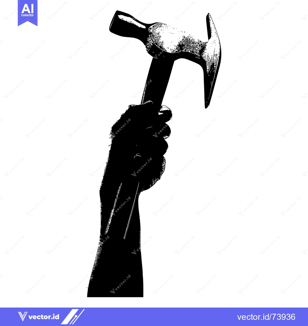 Premium Vector of Silhouette of a hand holding a hammer