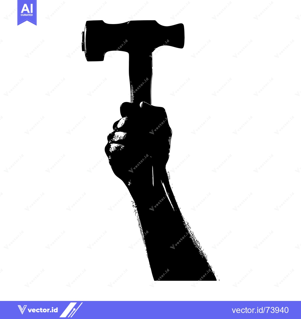 Premium Vector of Silhouette of a Hand Holding a Hammer