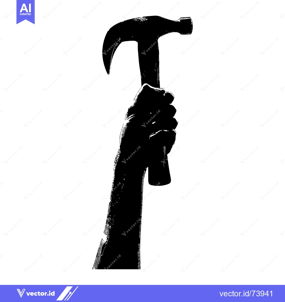 Premium Vector dari Silhouette of a Hand Holding a Hammer