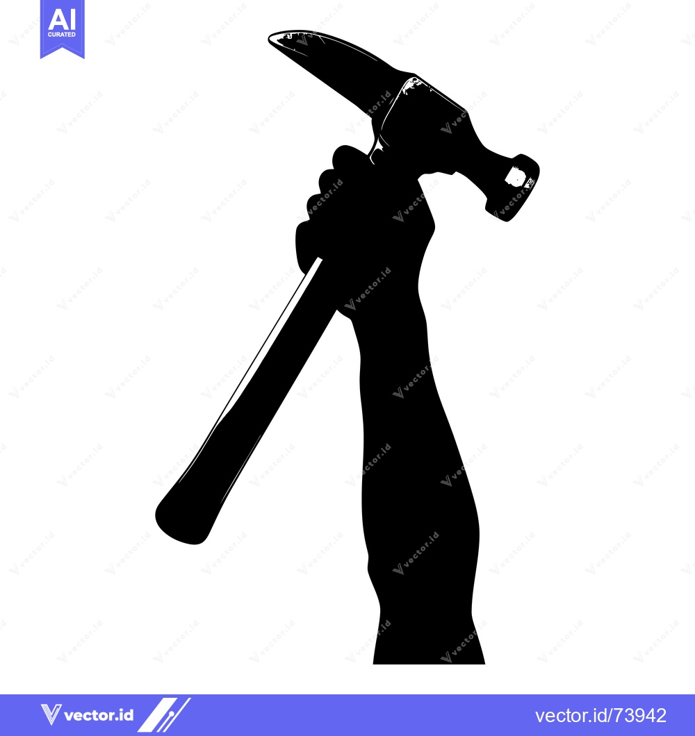 Premium Vector dari Silhouette of a Hand Holding a Hammer