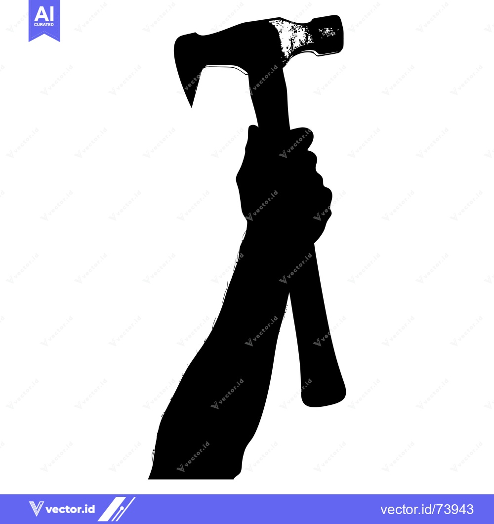 Premium Vector dari Silhouette of a Hand Holding a Hammer