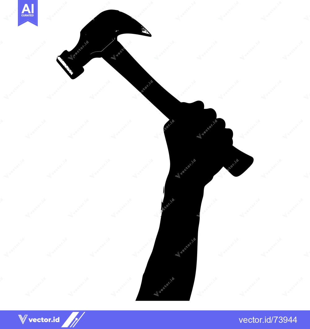 Premium Vector dari Silhouette of a Hand Holding a Hammer