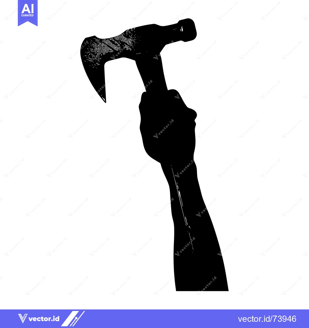 Premium Vector of Silhouette of a Hand Holding a Hammer