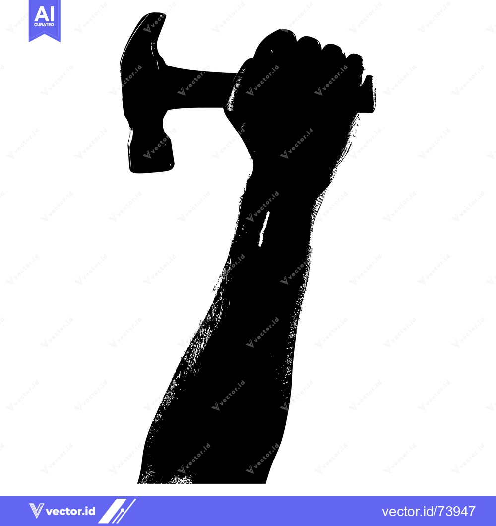 Premium Vector dari Silhouette of a Hand Holding a Hammer