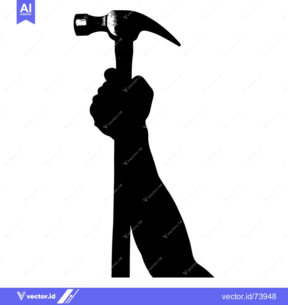 Premium Vector dari A silhouette of a hand gripping a hammer