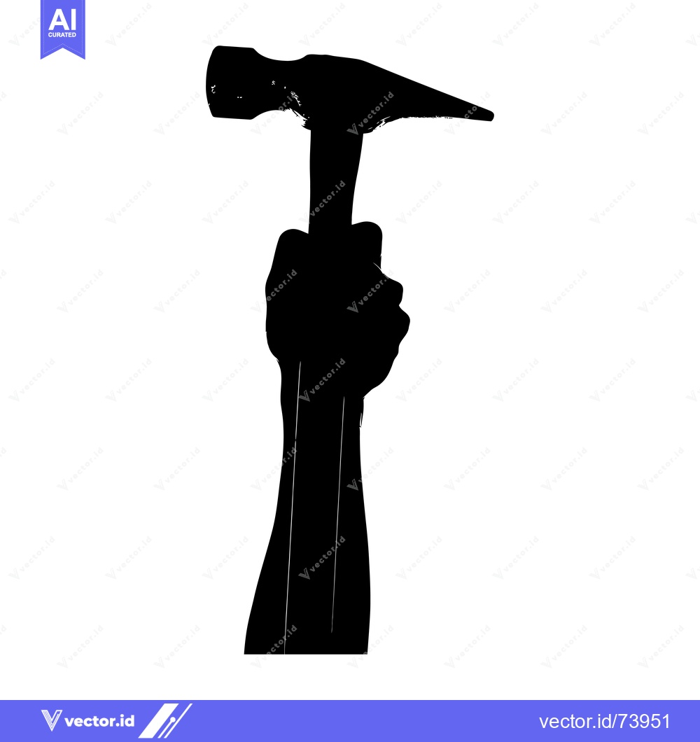 Premium Vector of Silhouette of a hand holding a hammer