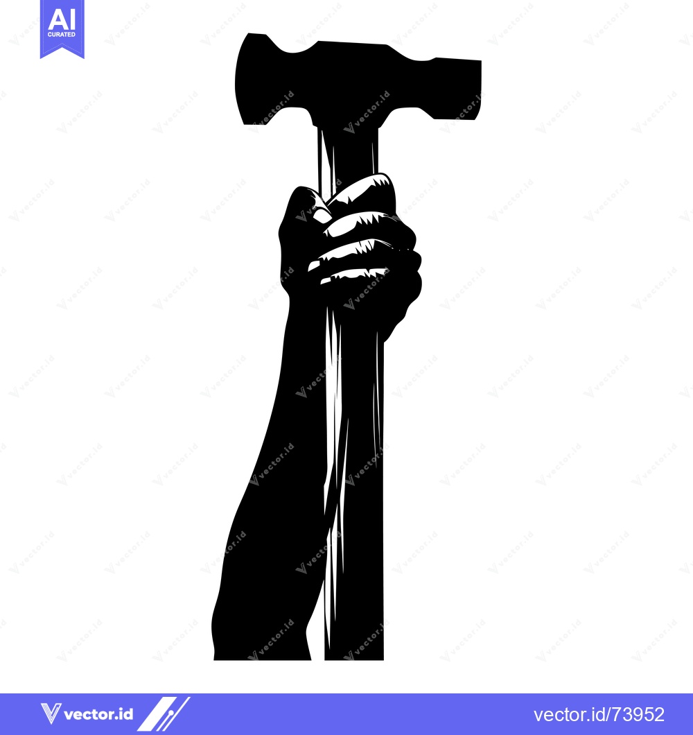 Premium Vector of Silhouette of a Hand Holding a Hammer