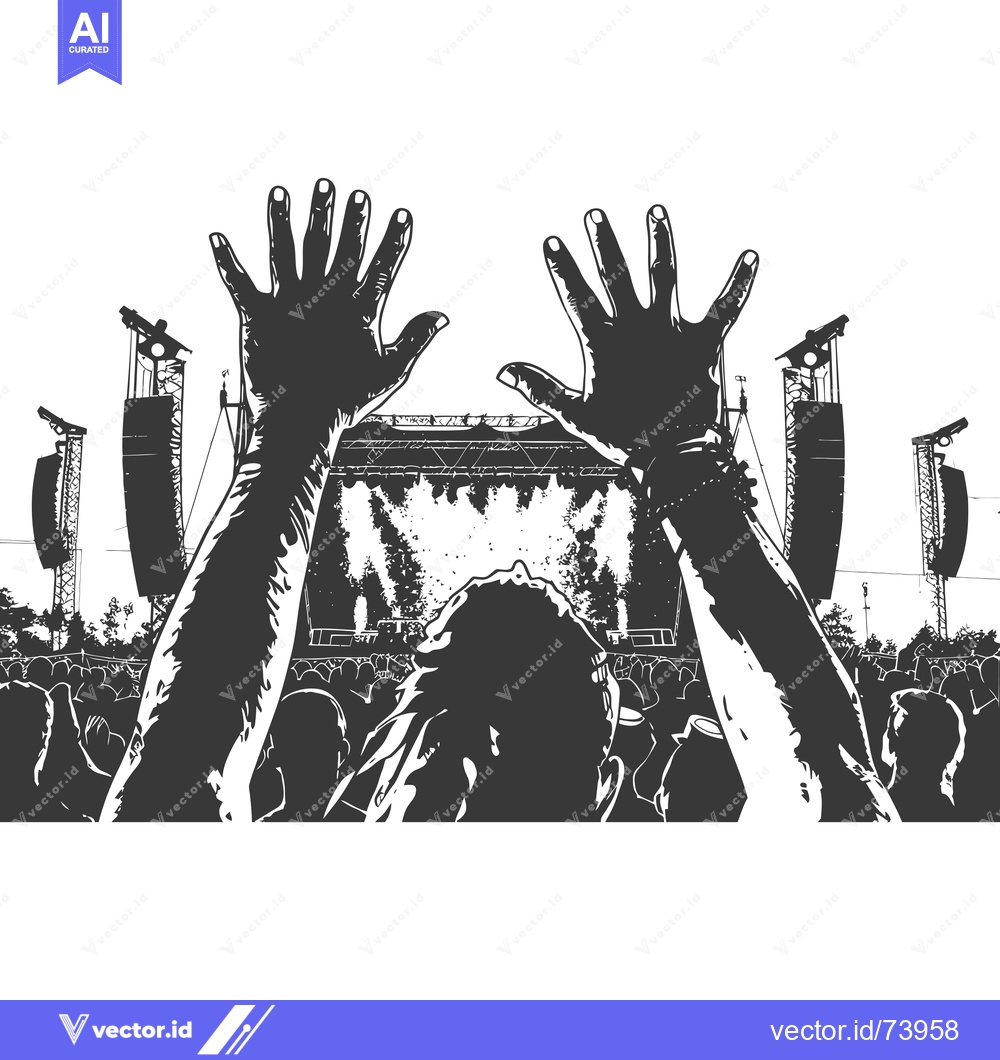 Premium Vector of Silhouette of Person with Raised Hands at a Concert