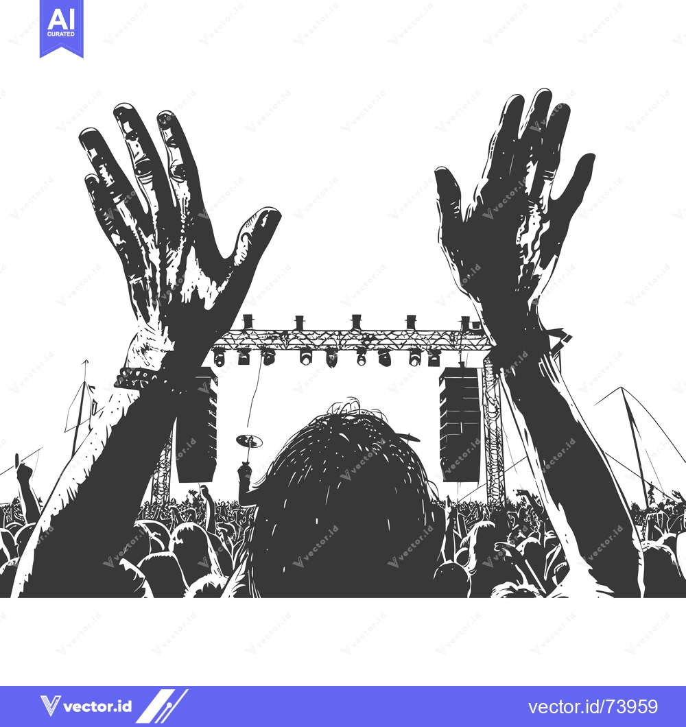 Premium Vector dari Silhouette of a Person with Raised Hands at a Concert