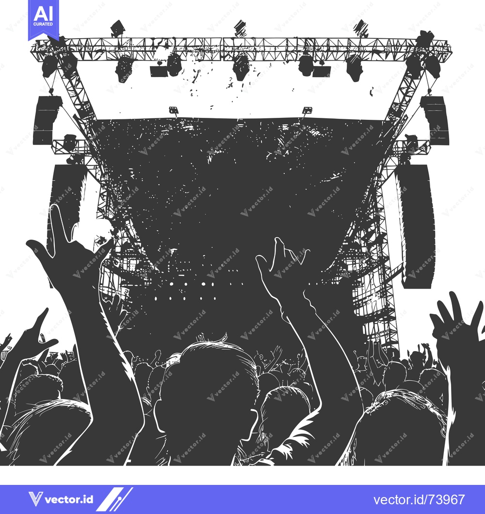 Premium Vector dari Silhouettes of concertgoers at a music festival