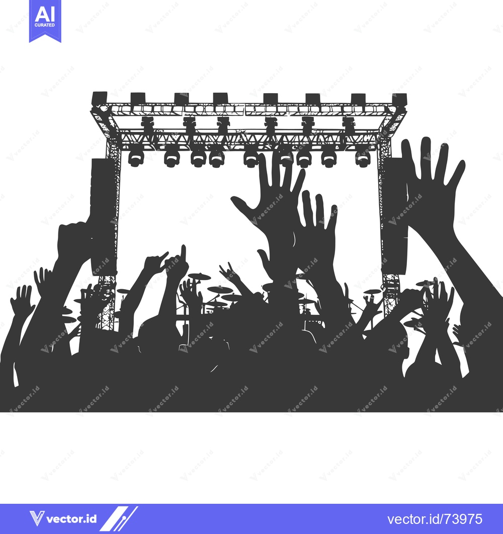 Premium Vector of Silhouettes of a Crowd Cheering at a Concert