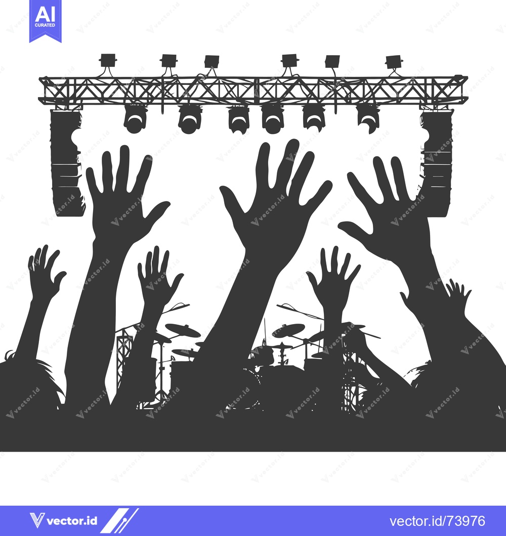 Premium Vector of Silhouettes of People With Raised Hands at a Concert