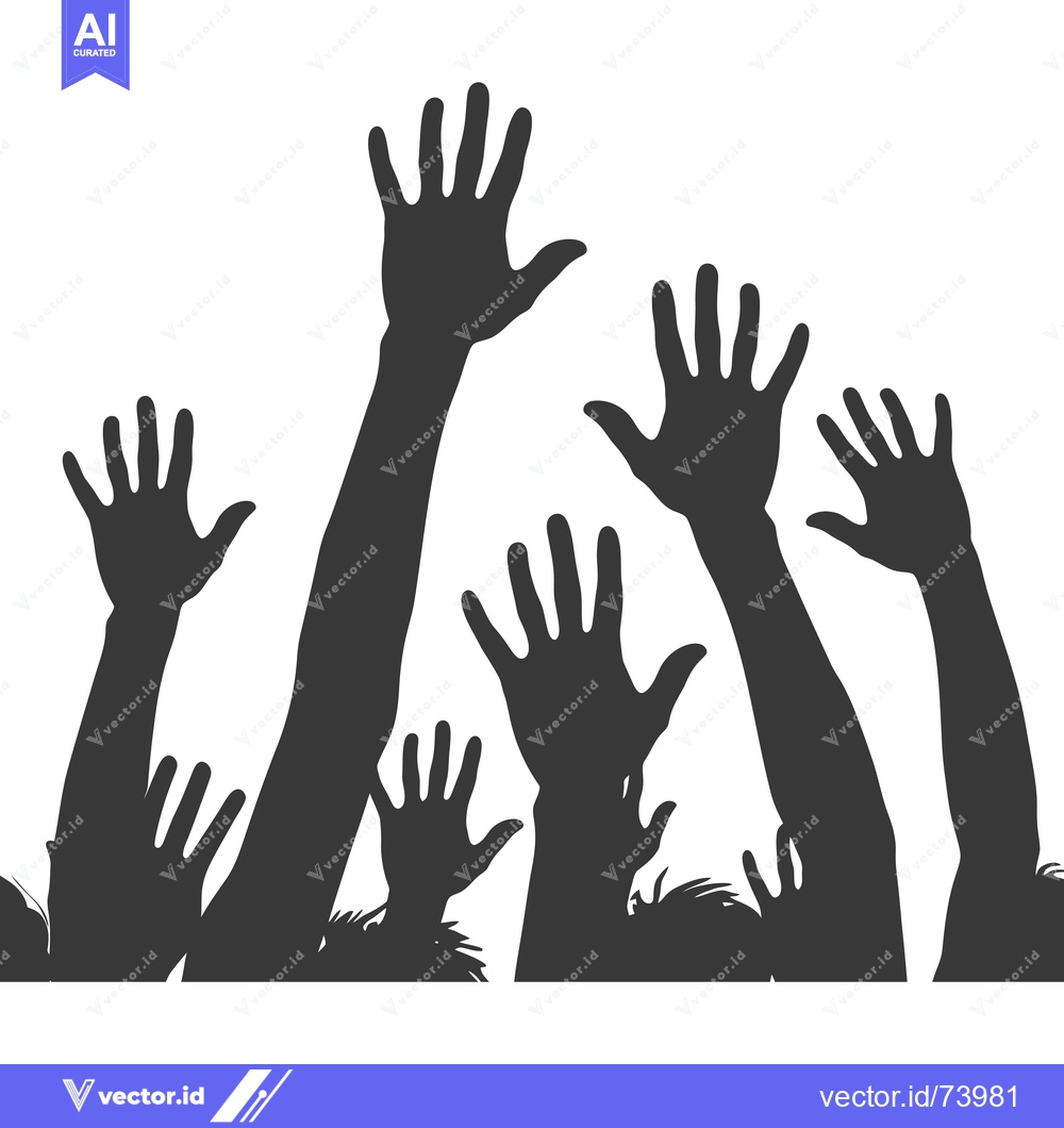 Premium Vector of Silhouette of multiple hands raised in the air