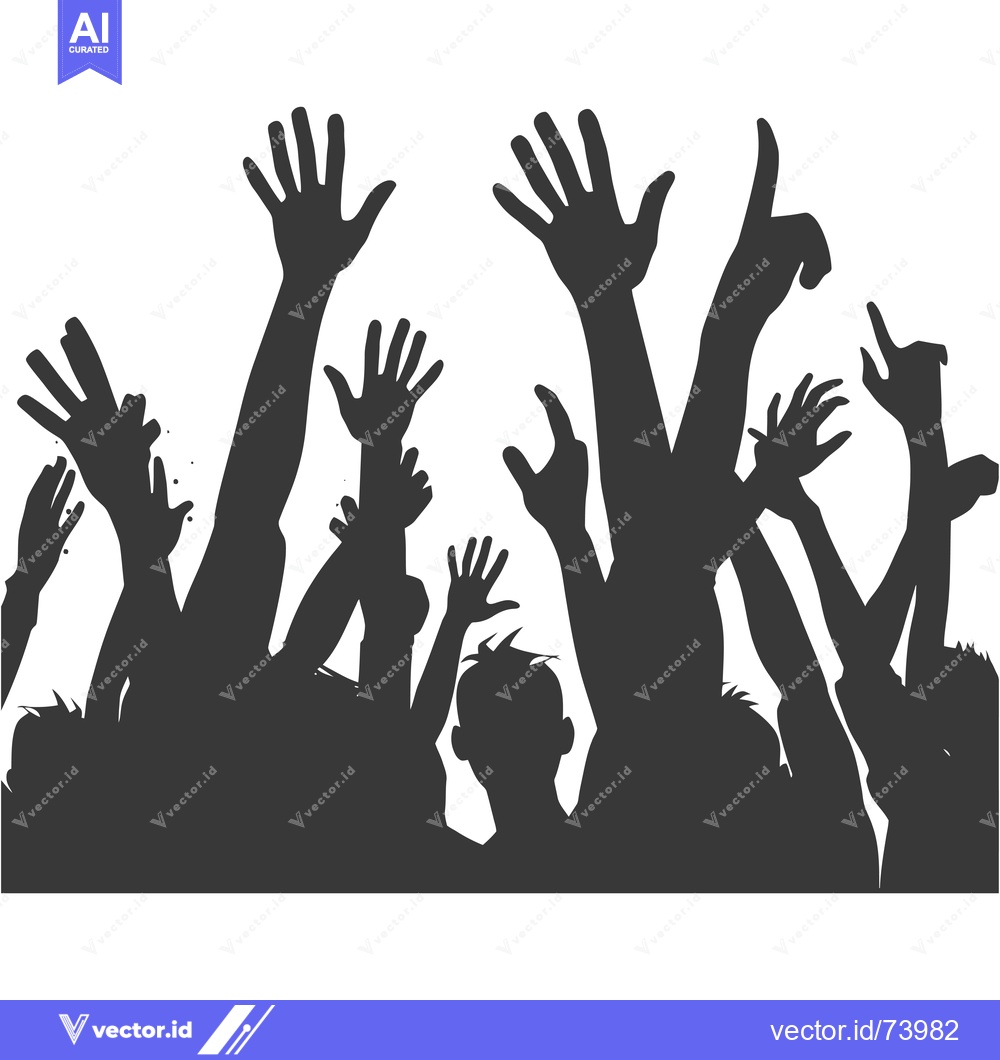 Premium Vector of Silhouette of a Crowd with Raised Hands