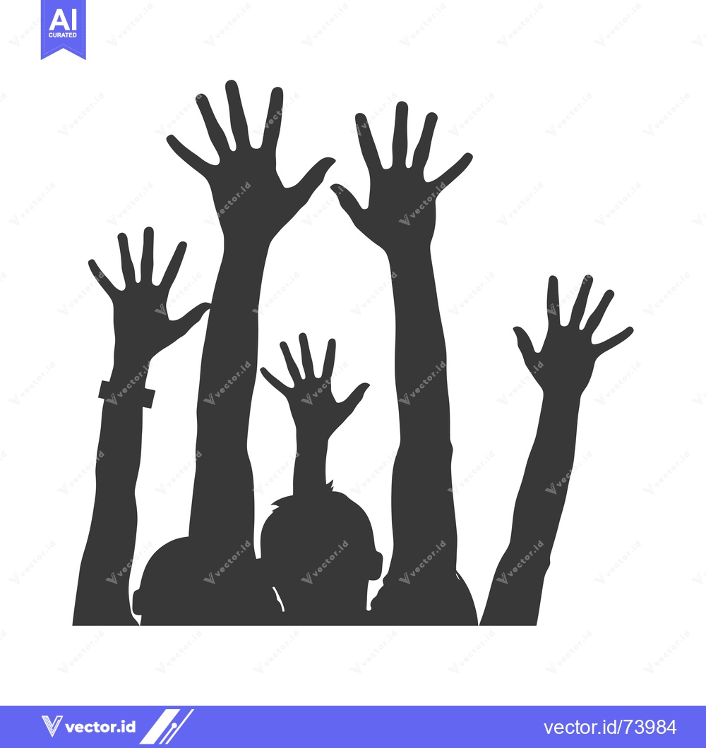 Premium Vector dari Silhouette of Four People with Arms Raised in Celebration