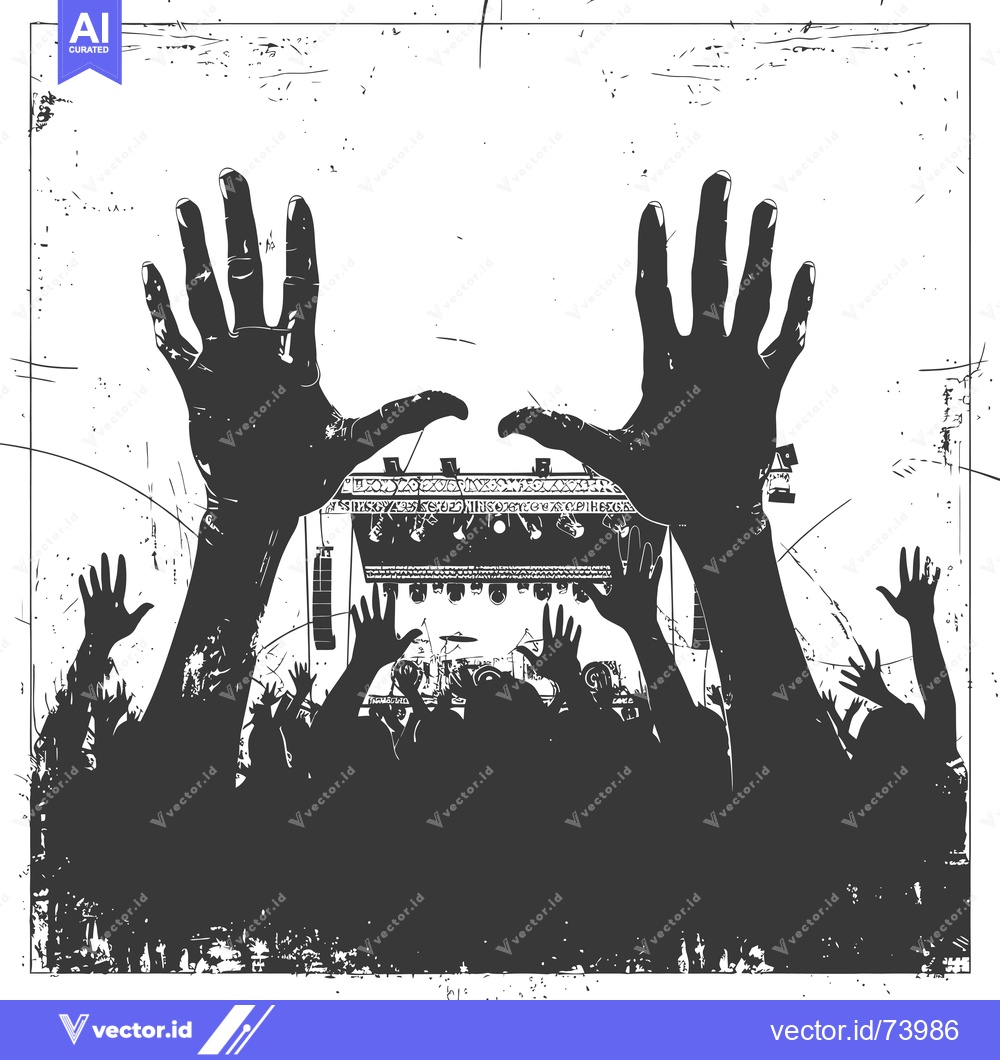Premium Vector of Silhouette of a Crowd at a Concert with Raised Hands