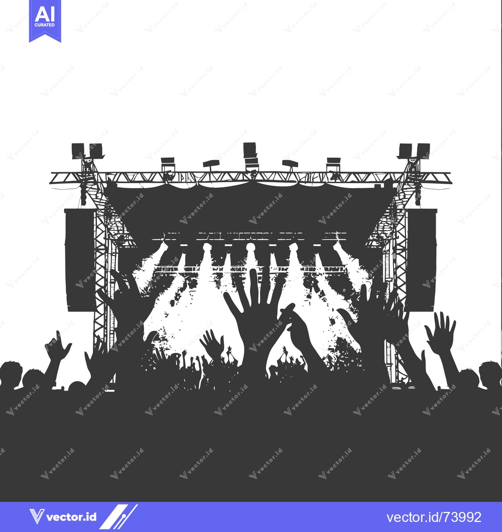 Premium Vector of Silhouette of a Crowd Cheering at a Concert Stage