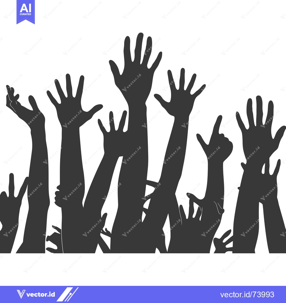 Premium Vector of Silhouettes of Raised Hands Reaching Upwards