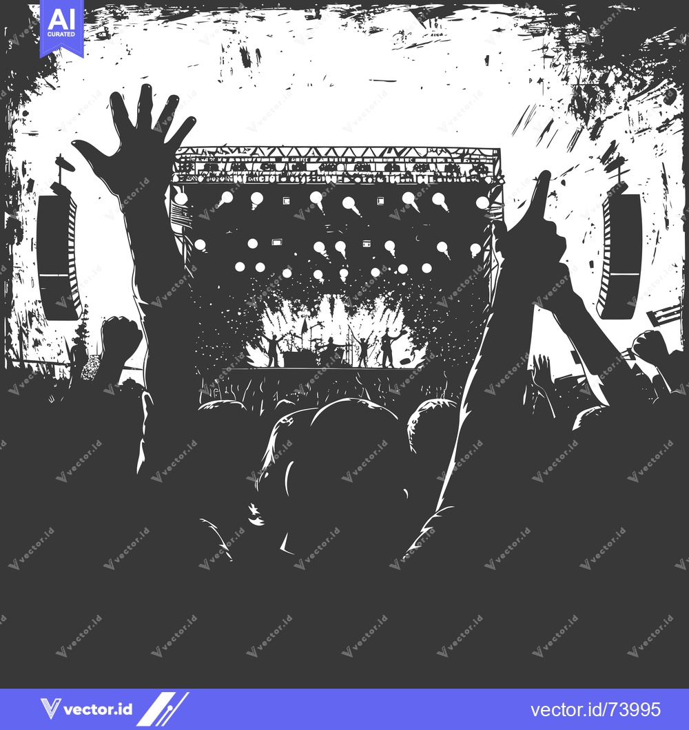 Premium Vector of Silhouettes of a Crowd Enjoying a Music Concert
