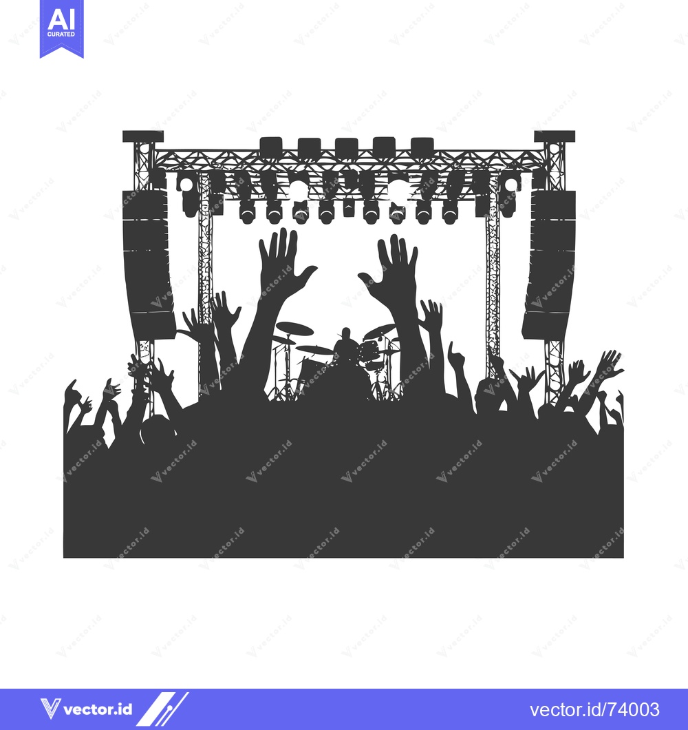 Premium Vector of Silhouette of a Crowd at a Concert With Raised Hands