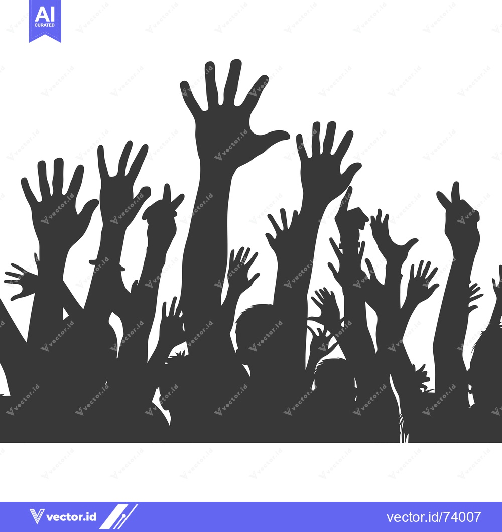 Premium Vector dari Silhouette of a Crowd of People with Raised Hands