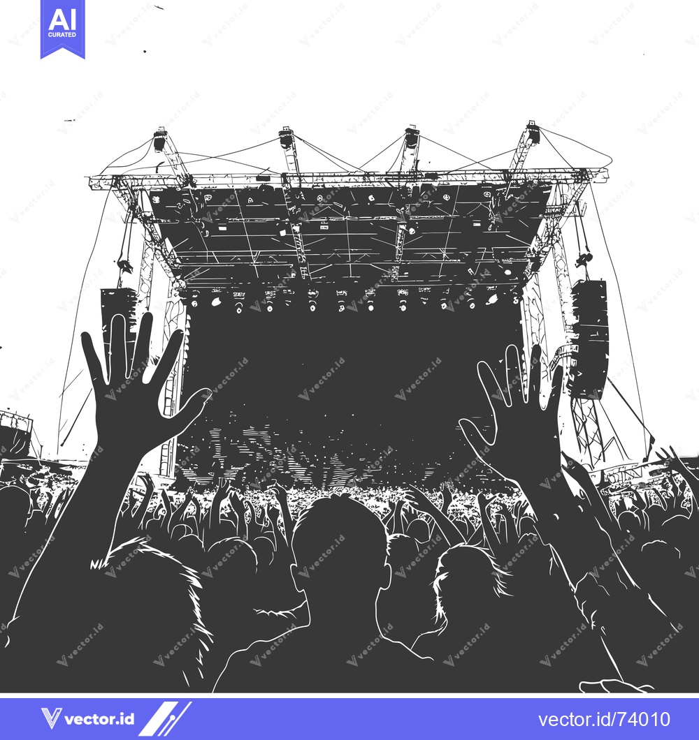 Premium Vector of Crowd of People Silhouetted in Front of a Stage at a Concert