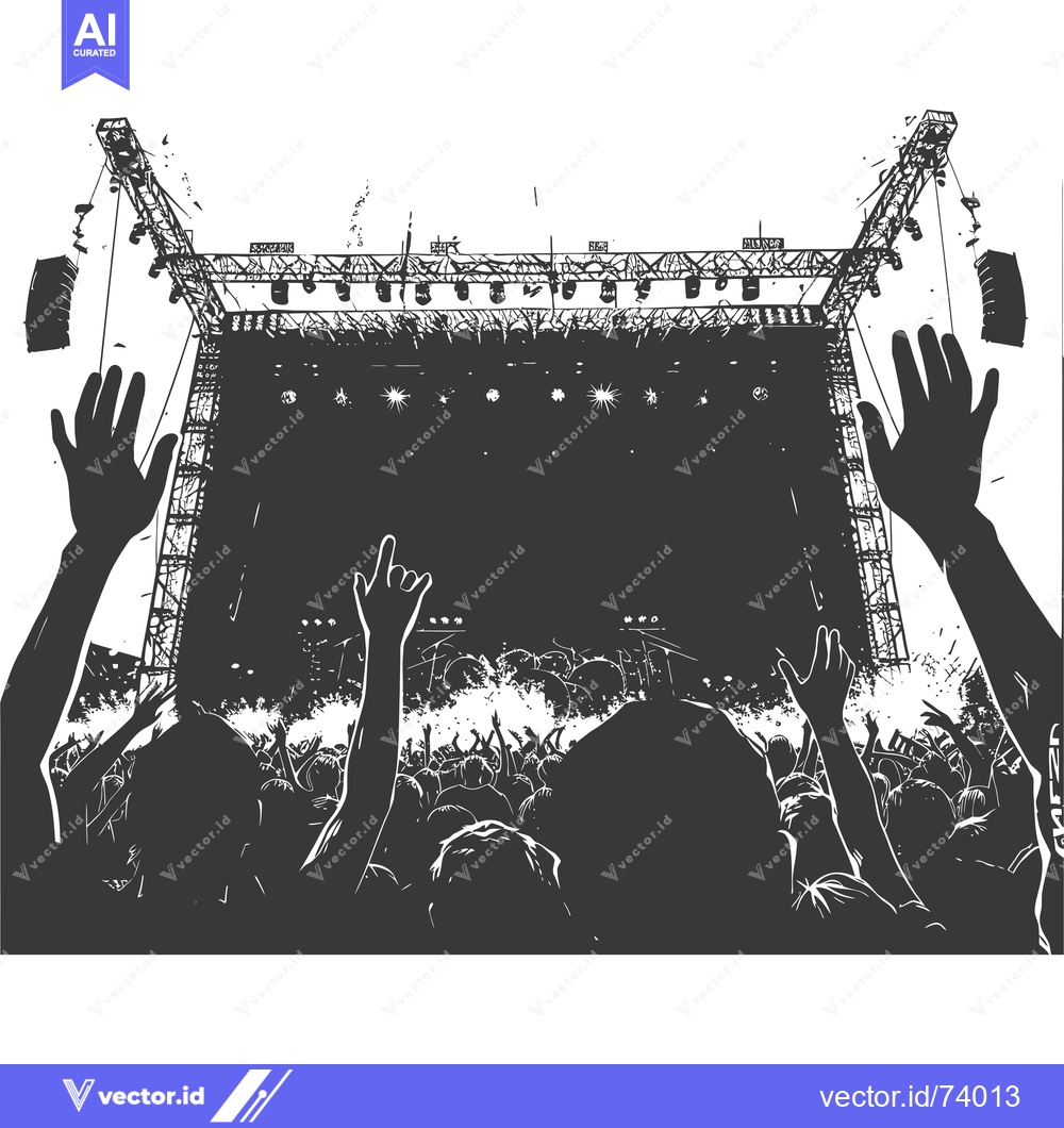 Premium Vector dari Crowd of people silhouetted in front of a concert stage