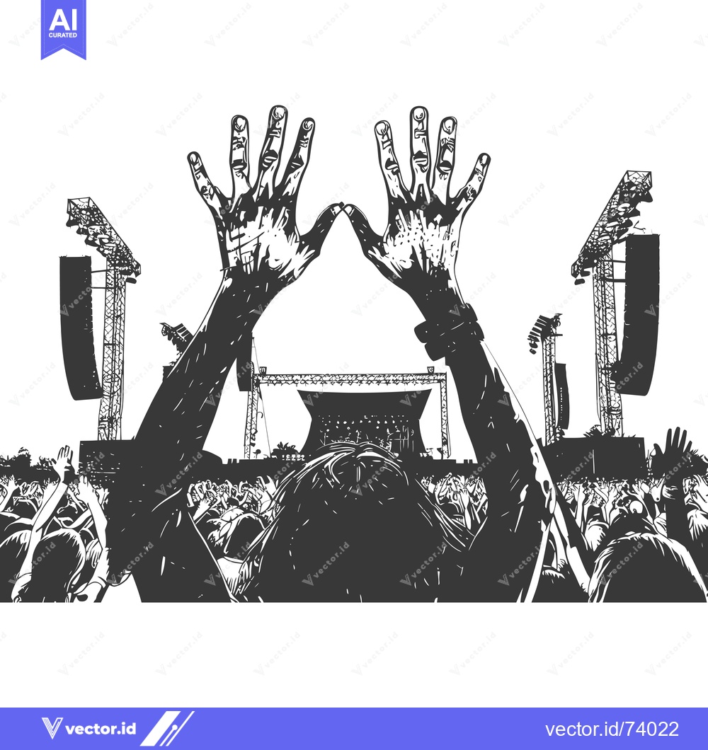 Premium Vector dari Silhouette of a crowd at a concert with raised hands