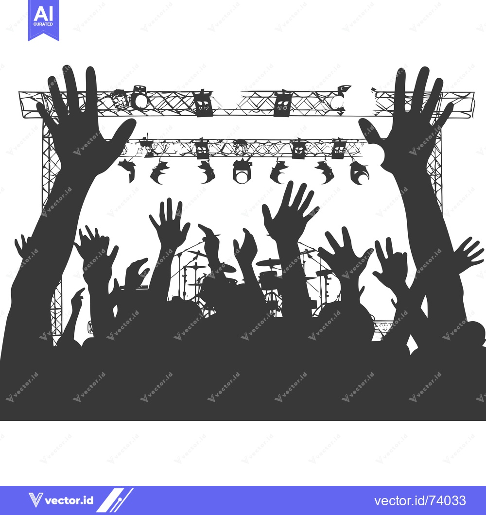 Premium Vector dari Silhouetted Crowd with Raised Hands at a Concert