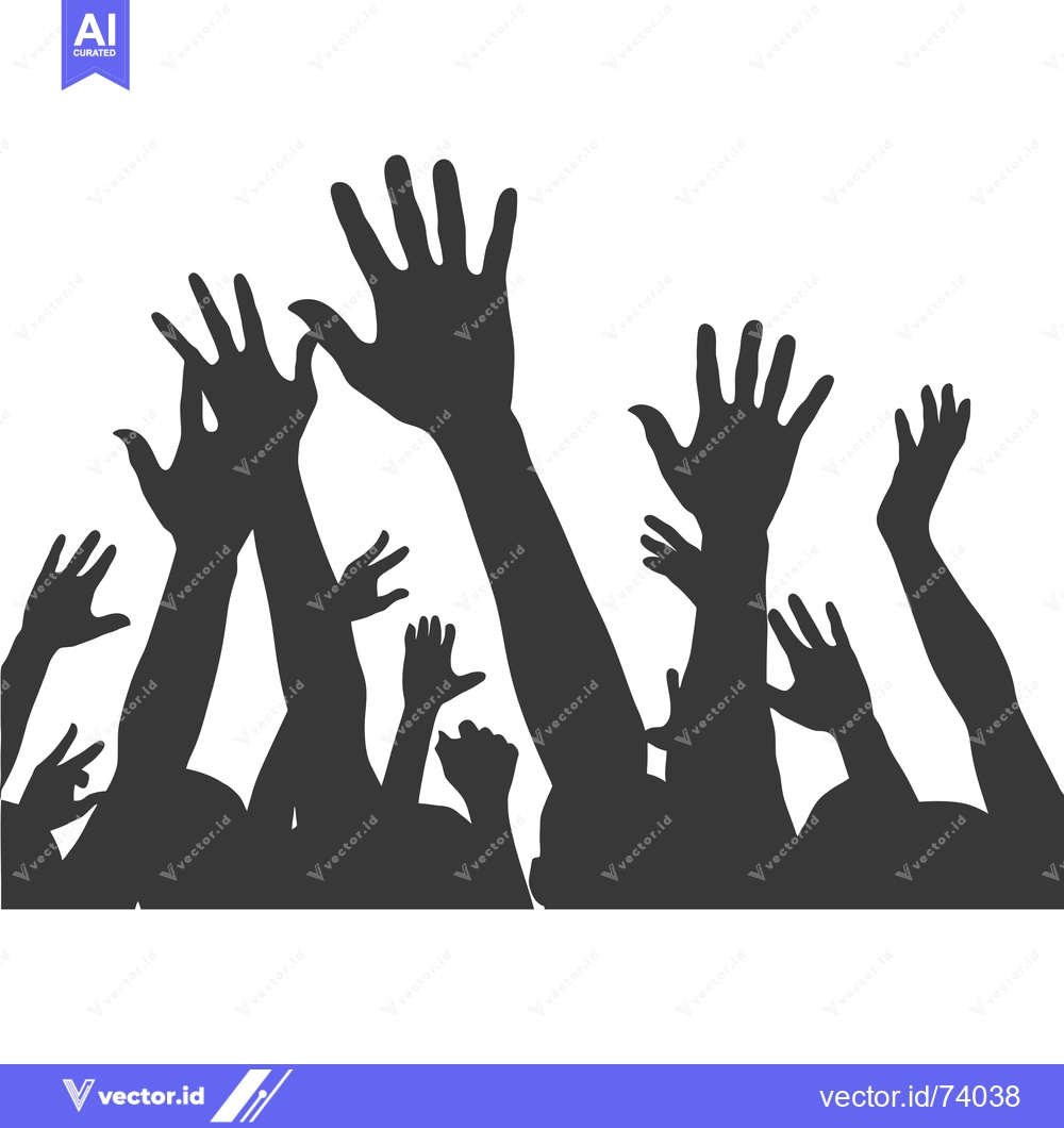 Premium Vector of Silhouettes of multiple hands raised in the air
