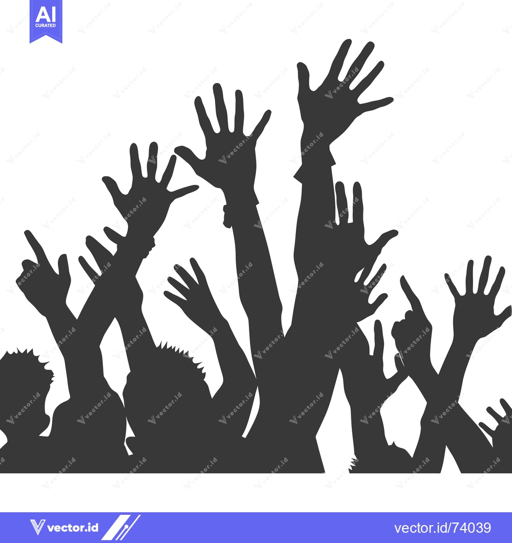 Premium Vector of A Silhouette of a Crowd Reaching Upwards with Their Hands