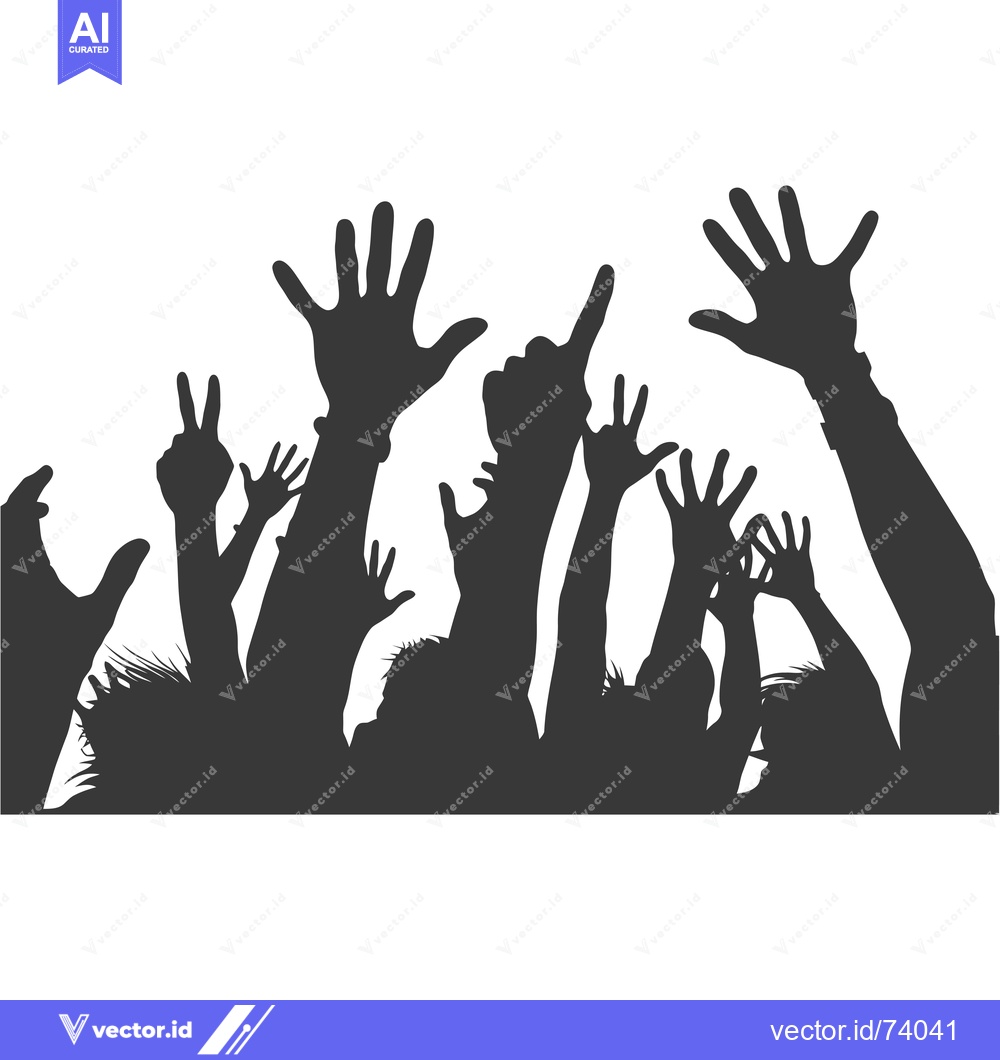 Premium Vector of Silhouettes of people with raised hands, expressing joy and excitement
