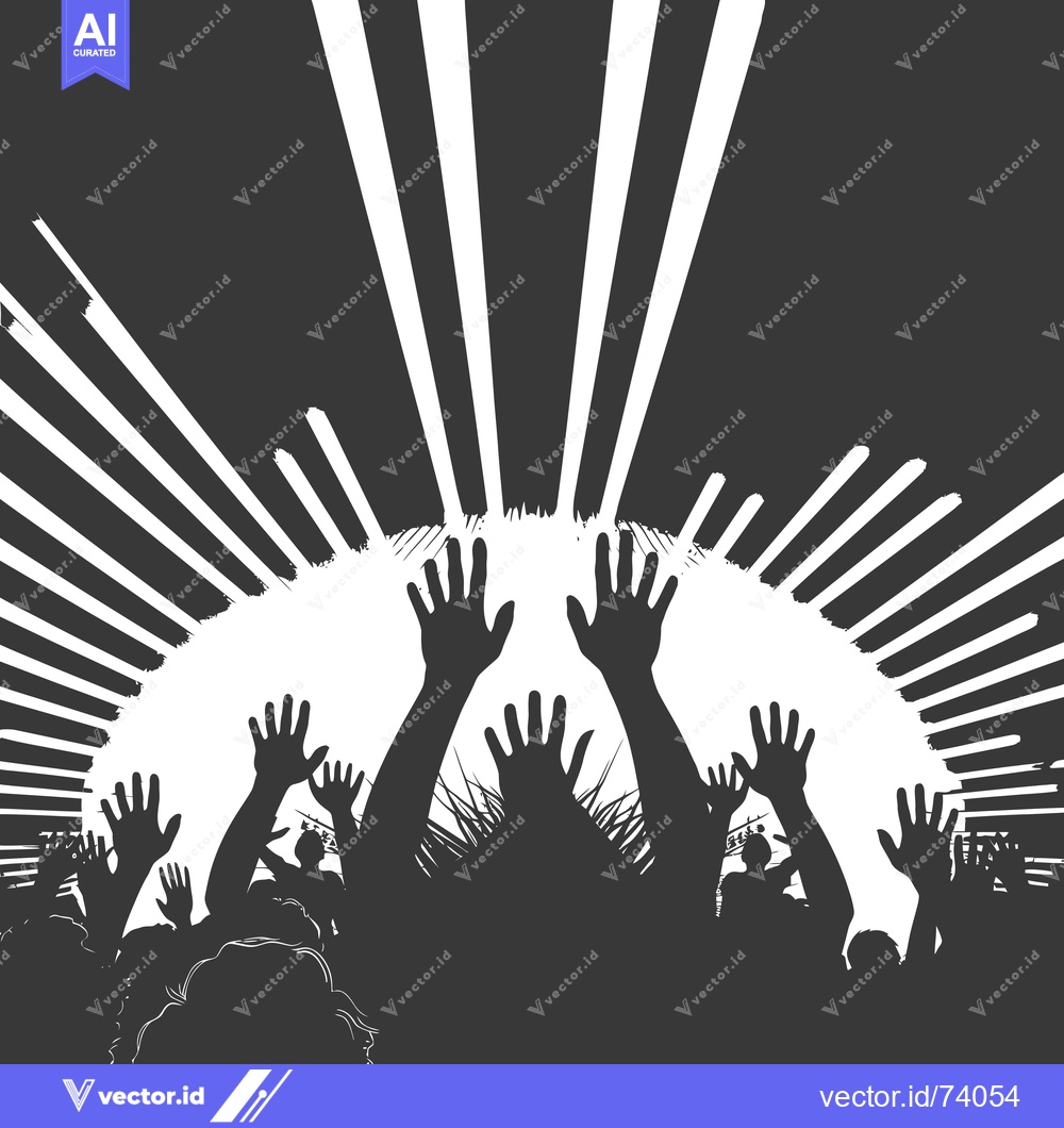 Premium Vector of Silhouetted Crowd of People with Hands Raised in the Air Against a Bac