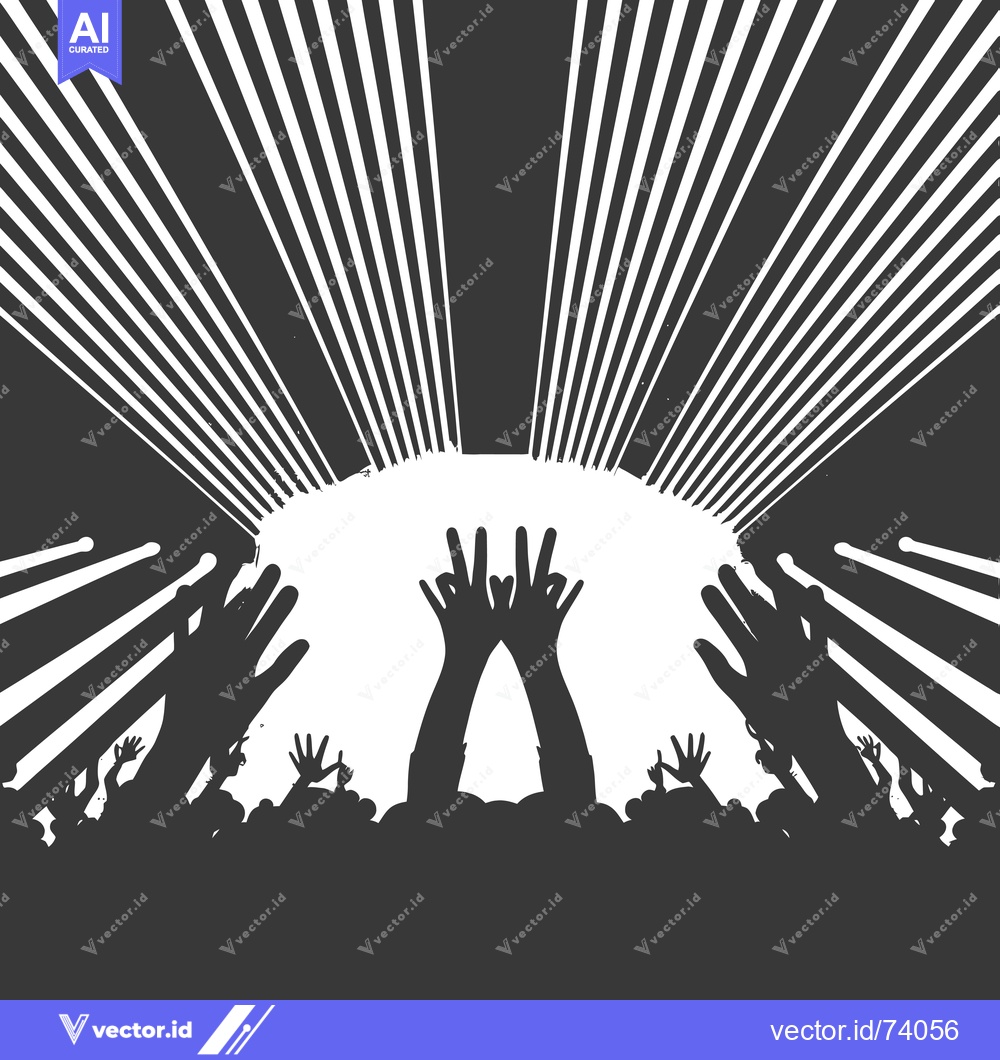 Premium Vector of Silhouetted Crowd with Hands Raised at a Concert