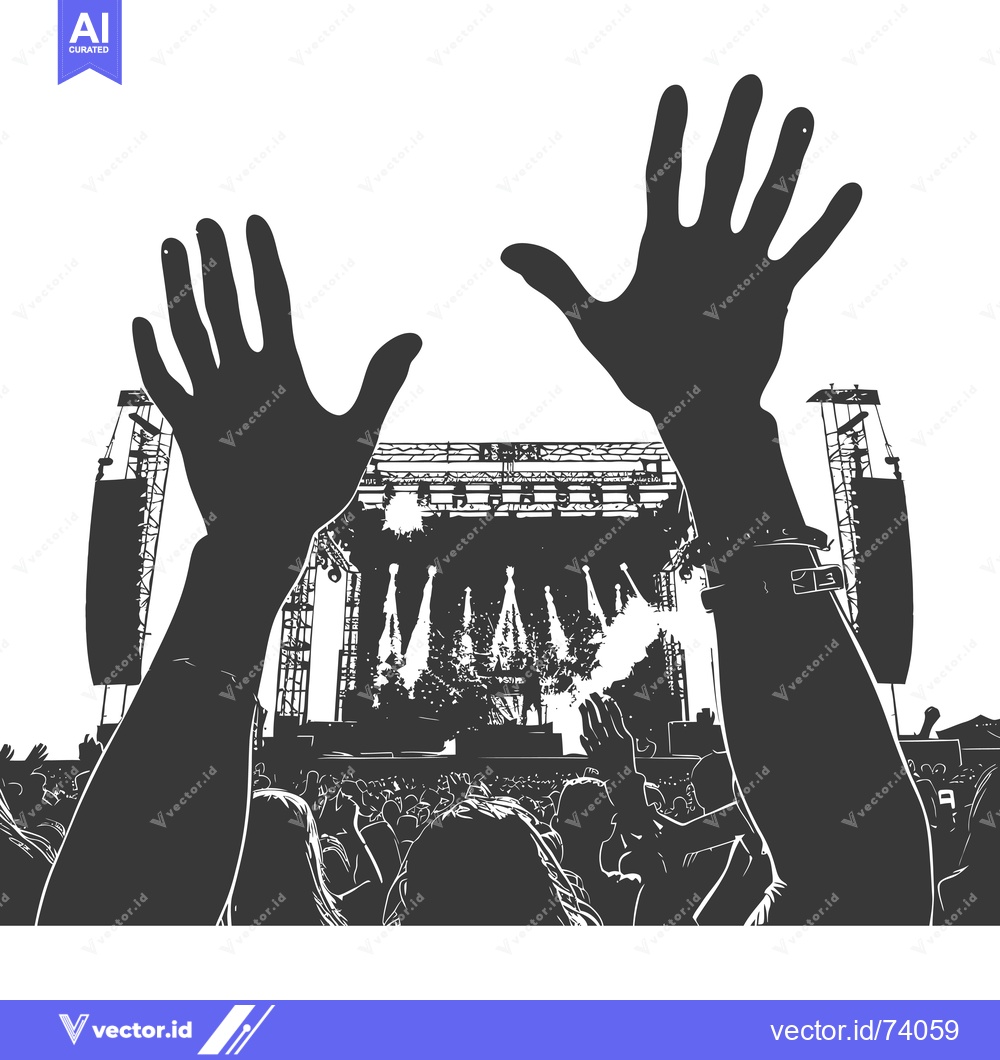 Premium Vector of Silhouettes of People Raising Hands at a Concert