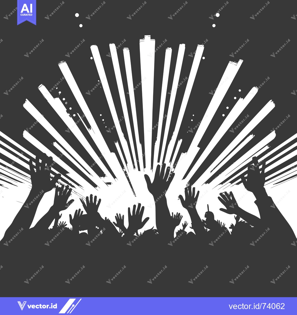 Premium Vector dari Silhouettes of raised hands against a white burst of light