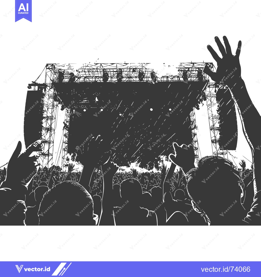 Premium Vector dari Crowd Silhouetted Against Stage at Music Festival