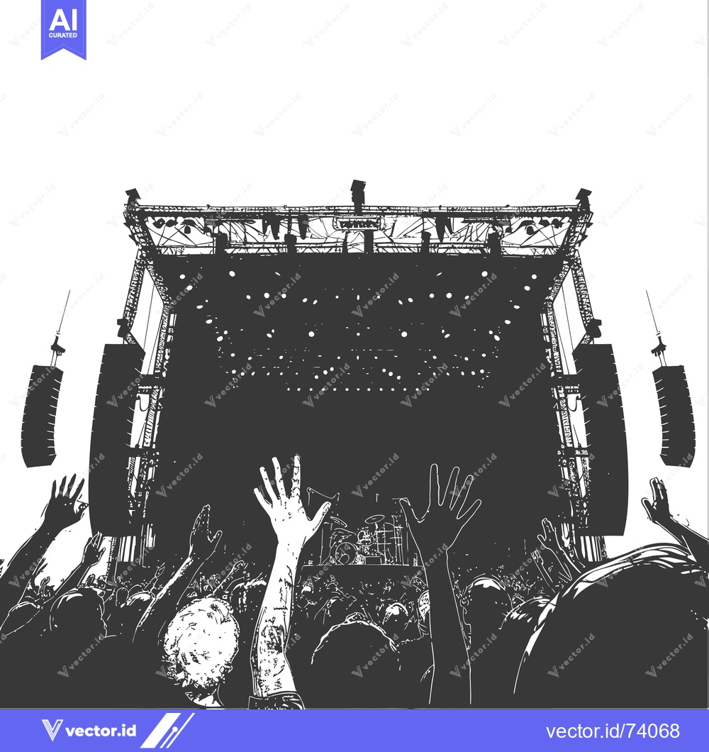 Premium Vector of A Crowd of People Looking Up at a Concert Stage