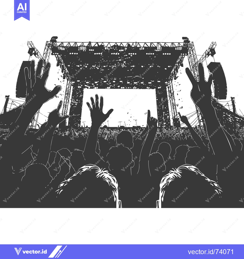 Premium Vector of Silhouettes of a crowd at a concert with raised arms
