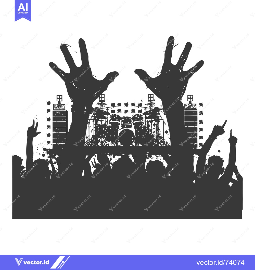 Premium Vector dari Silhouettes of a Crowd at a Rock Concert