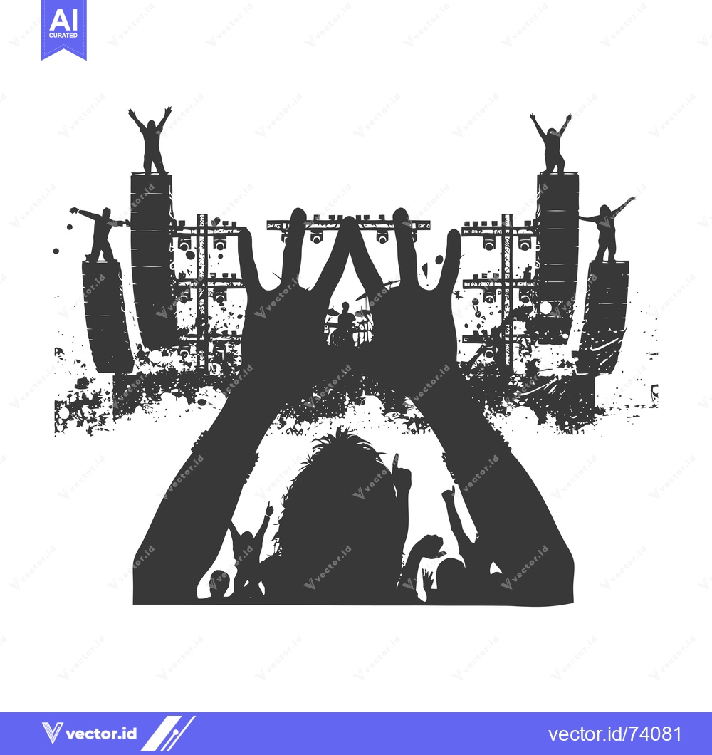 Premium Vector of Silhouette of a Crowd at a Music Concert