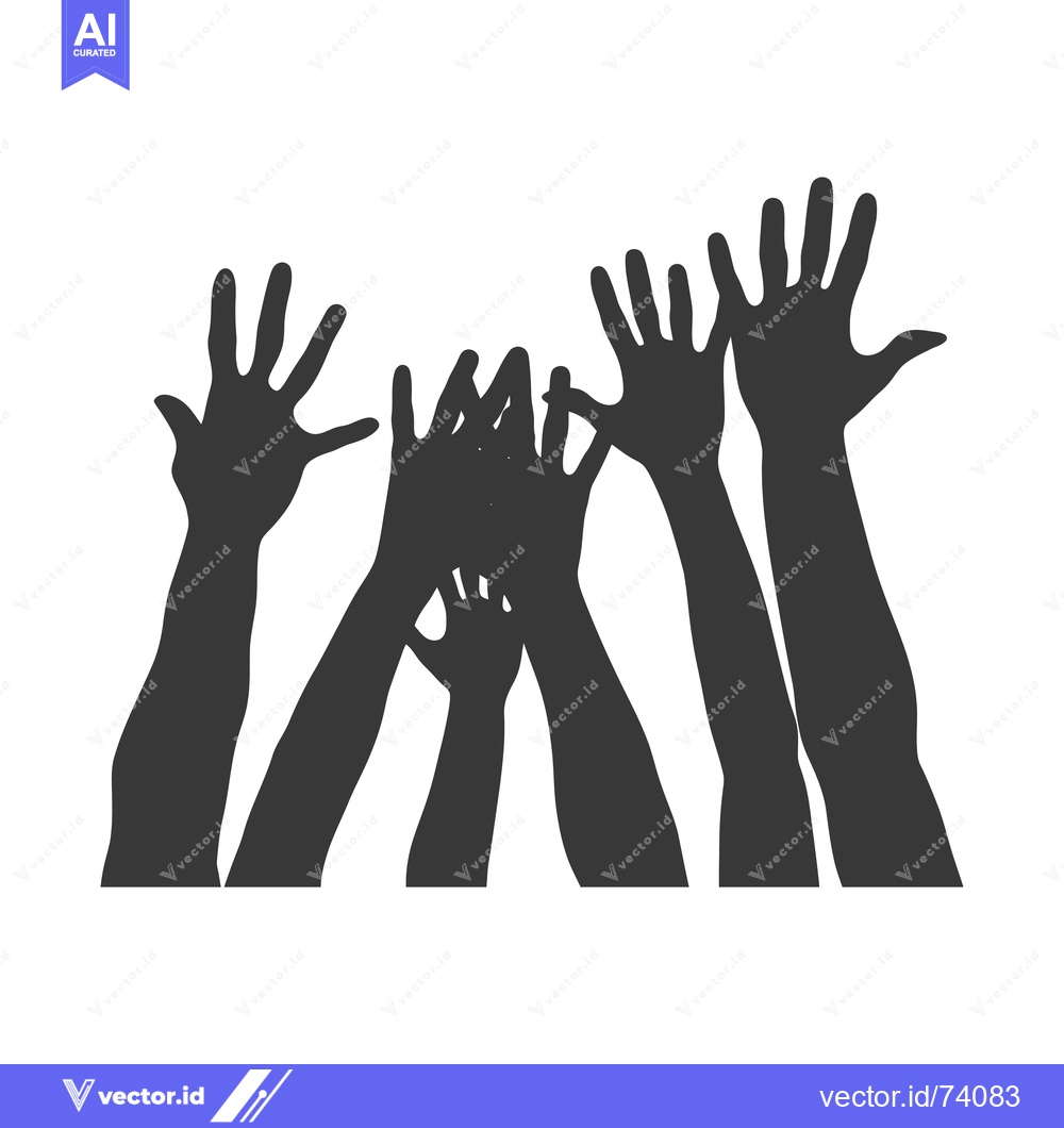 Premium Vector dari Silhouette of Five Hands Reaching Upwards