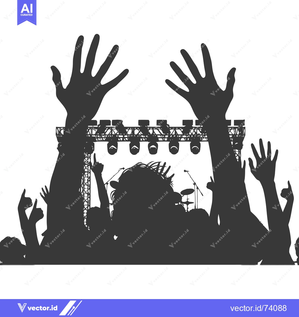 Premium Vector dari Silhouette of a Crowd Cheering at a Concert